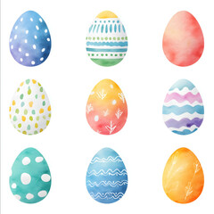 WatercolorStyle Easter Eggswhite Simple Patterns White Background