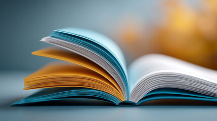 Fototapeta premium Open book with colorful pages for education and learning concepts