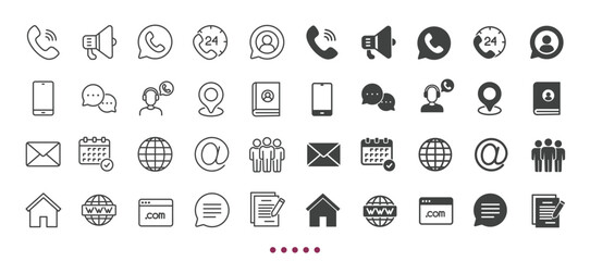 Communication icons collection. Multi series icons. Line and glyph solid web icons collection