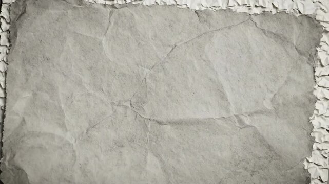 Vintage crumpled paper texture with a distressed grunge effect. Monochrome background with a torn and creased parchment surface for historical design projects or overlays