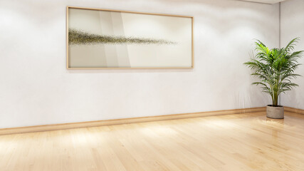 Obraz premium Large illustration 3D rendering luxury modern bright interiors Living room mockup with Couch and Ceiling Fan Ventilation