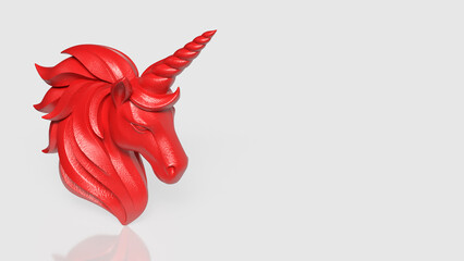 Red Unicorn Symbol Of Passion And Creative Power 3d render.