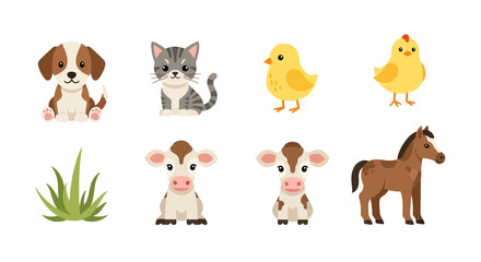 Fototapeta premium Farm Animals Collection Set.