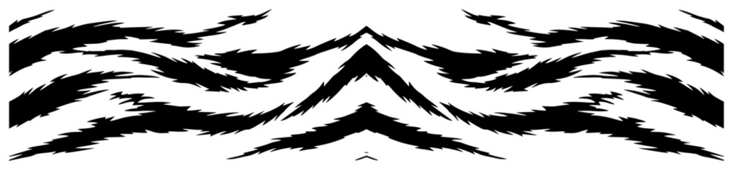 Horizontal border featuring black and white tiger stripes animal print pattern © AnimalZOO