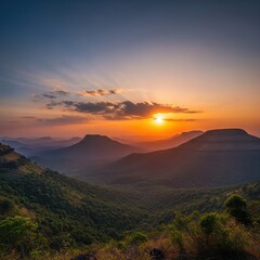 Obraz premium Golden Hour Over the Mountain Range - A Serene Landscape.