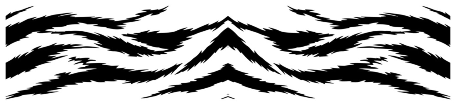 Horizontal border featuring black and white tiger stripes animal print pattern