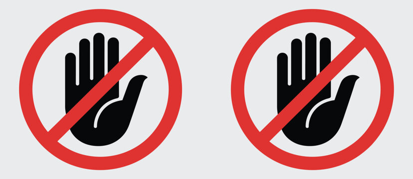 do not enter vector icon featuring hand stop symbol and no entry restriction sign, flat warning illustration ideal for safety signage