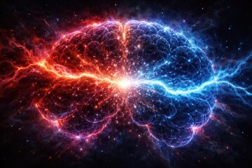 Fototapeta premium Creative Depiction of a Cosmic Brain With Vivid Colors and Swirling Patterns in a Dark Space Background