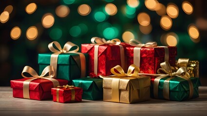 Fototapeta premium Elegant Holiday Gift Stacks in Luxury and Modern Styles