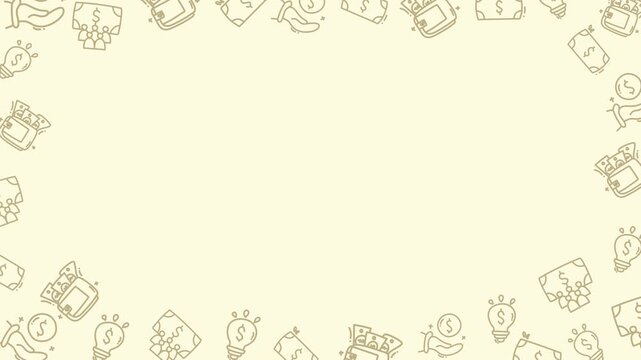 finance beige Seamless looping stop motion animated doodle pattern with money, coins, wallet. child friendly and financial presentations.