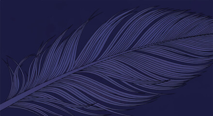 Fototapeta premium Elegant Deep Indigo Feather Vector Texture for Luxury Packaging and Editorial Design