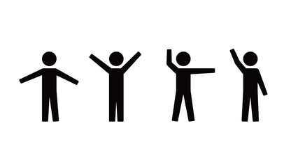 Pictogram human figure HELP hand signal pose