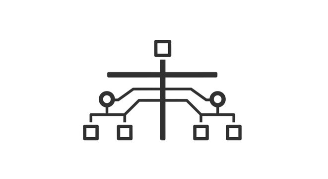 Simple Black Organization Chart Diagram.