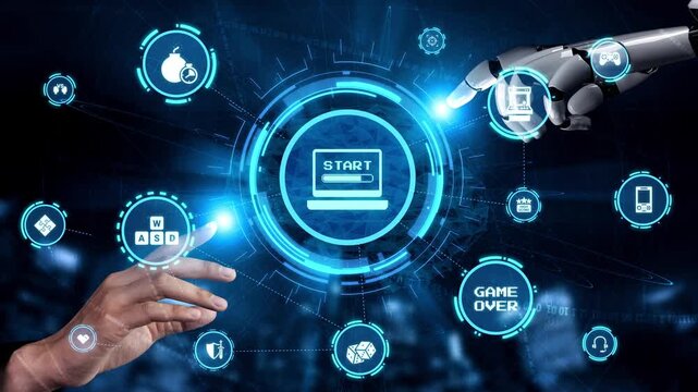 Gaming icons show online gaming, game streaming, and interactive play. Gaming supports esports, game community, and digital gaming experience. Funnel