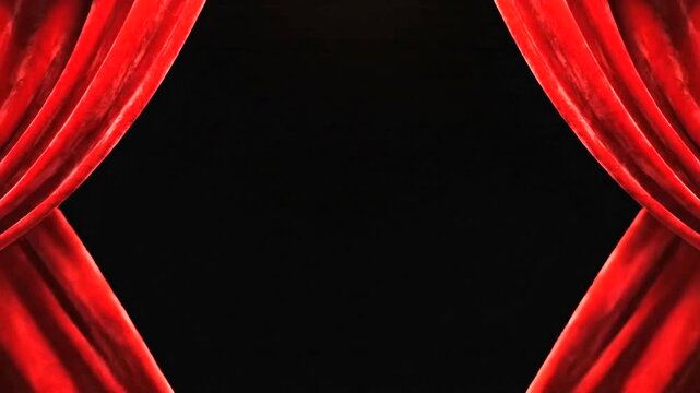 Red Theater Curtains Opening to Spotlight.