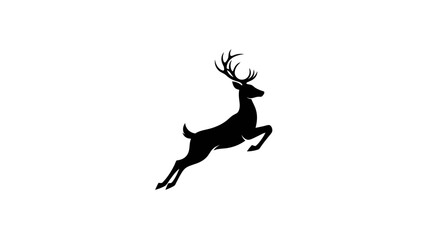 Obraz premium Silhouette of a Leaping Deer with Antlers in Motion