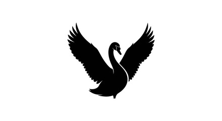 Fototapeta premium Elegant Black Swan Silhouette with Outstretched Wings