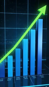A video showcasing a growing trend in business with a green arrow