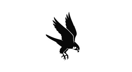 Fototapeta premium Silhouette of a soaring bird with spread wings in flight