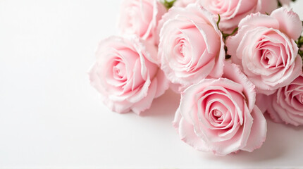 Fototapeta premium Beautiful pink roses bouquet on white background for Valentine's Day