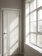 Fototapeta premium Serene interplay light and shadow within minimalistic interior design