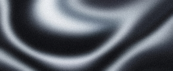 Grainy background of gray black wavy liquid curves for abstract noise texture poster header backdrop design