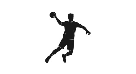 Obraz premium Dynamic Silhouette of a Handball Player Jumping with Ball