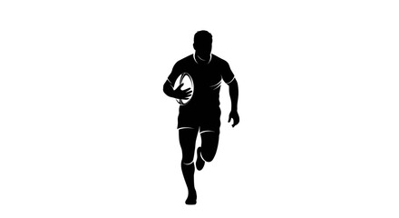 Silhouette of a Male Runner with a Ball in Motion