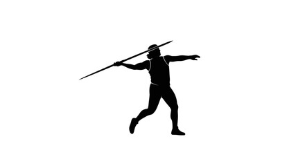 Silhouette of a Warrior with a Spear in Dynamic Pose