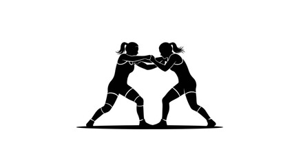 Fototapeta premium Silhouette of Two People Engaged in Martial Arts Match
