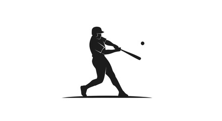 Silhouette of Woman Playing Baseball with Bat and Ball