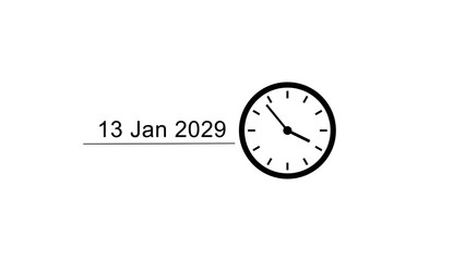 New year calendar clock icon illustration. Calendar date and time schedule. Timer clock symbol.