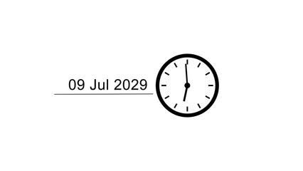 New year calendar clock icon illustration. Calendar date and time schedule. Timer clock symbol.