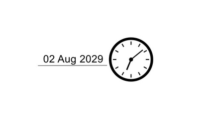 New year calendar clock icon illustration. Calendar date and time schedule. Timer clock symbol.