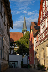 Historic old town of Forchheim, Bavaria, Germany, gateway to Franconian Switzerland, featuring traditional Fachwerkh&auml;user timber framed houses and charming medieval European architecture.
