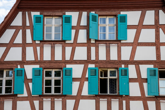 Historic old town of Forchheim, Bavaria, Germany, gateway to Franconian Switzerland, featuring traditional Fachwerkh&auml;user timber framed houses and charming medieval European architecture.