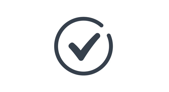 Black Checkmark Symbol in Circle.