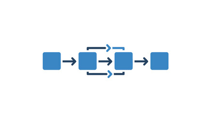 Blue boxes with arrows flowchart.