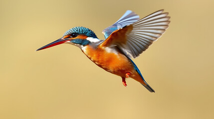 Obraz premium Common Kingfisher in flight, wings open and blue feathers glistening. Vivid and realistic, transparent background.