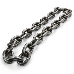 Obraz premium Robust Steel Chain Links Symbolizing Strength and Connection on White Background