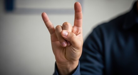 Naklejka premium Hand gesture expressing rock and roll spirit with fingers up.