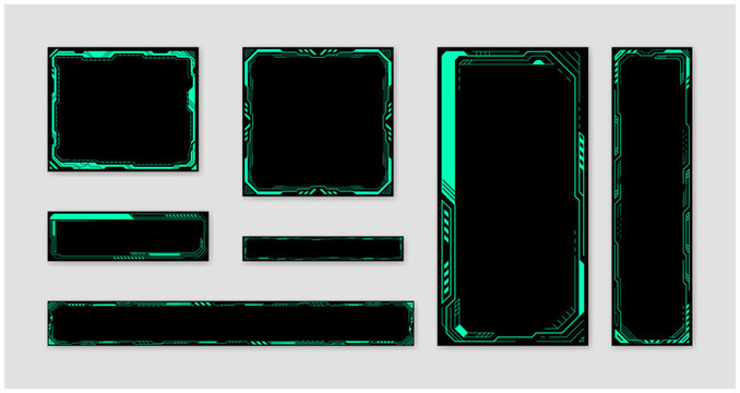 サイバー風グリーンバナーセット（横長・縦長・スクエア）/ Cyber Green Tech Banner Set