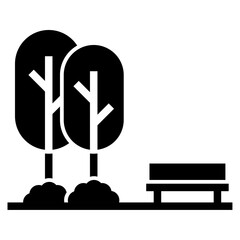 park with tree and bench icon