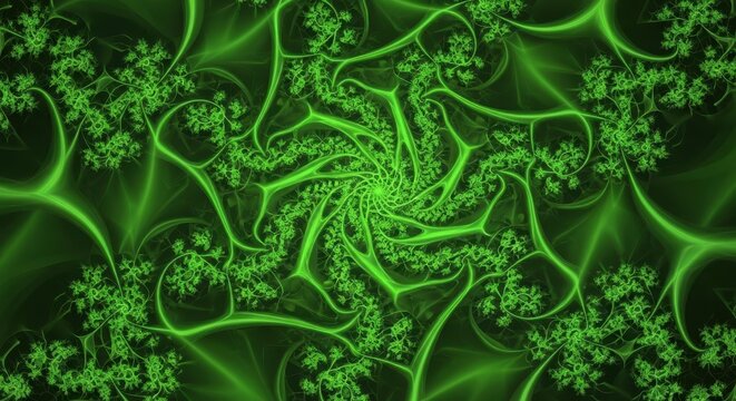 Green Fractal Design - A Mesmerizing Abstract Pattern of Intertwined Lines.