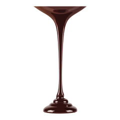 Obraz premium Liquid Dark Chocolate Pouring into a Smooth Pool on White Background