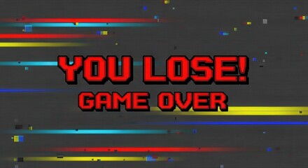 Game Over Screen with Retro Style and Vibrant Colors.