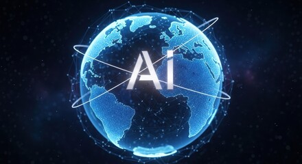 Obraz premium Global AI Network - Connecting the World Through Artificial Intelligence.