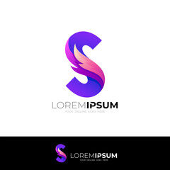 Letter S logo with 3d colorful design company , S logo and fire