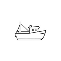 Obraz premium Minimalist Line Drawing of a Fishing Boat on Open Water