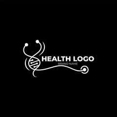 DNA logo with health design template, stethoscope logo as a medical device